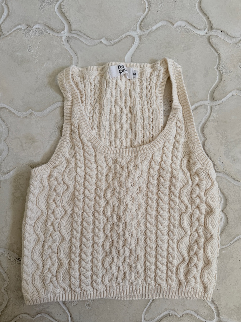 Cable Knit Tank Top - Cream S